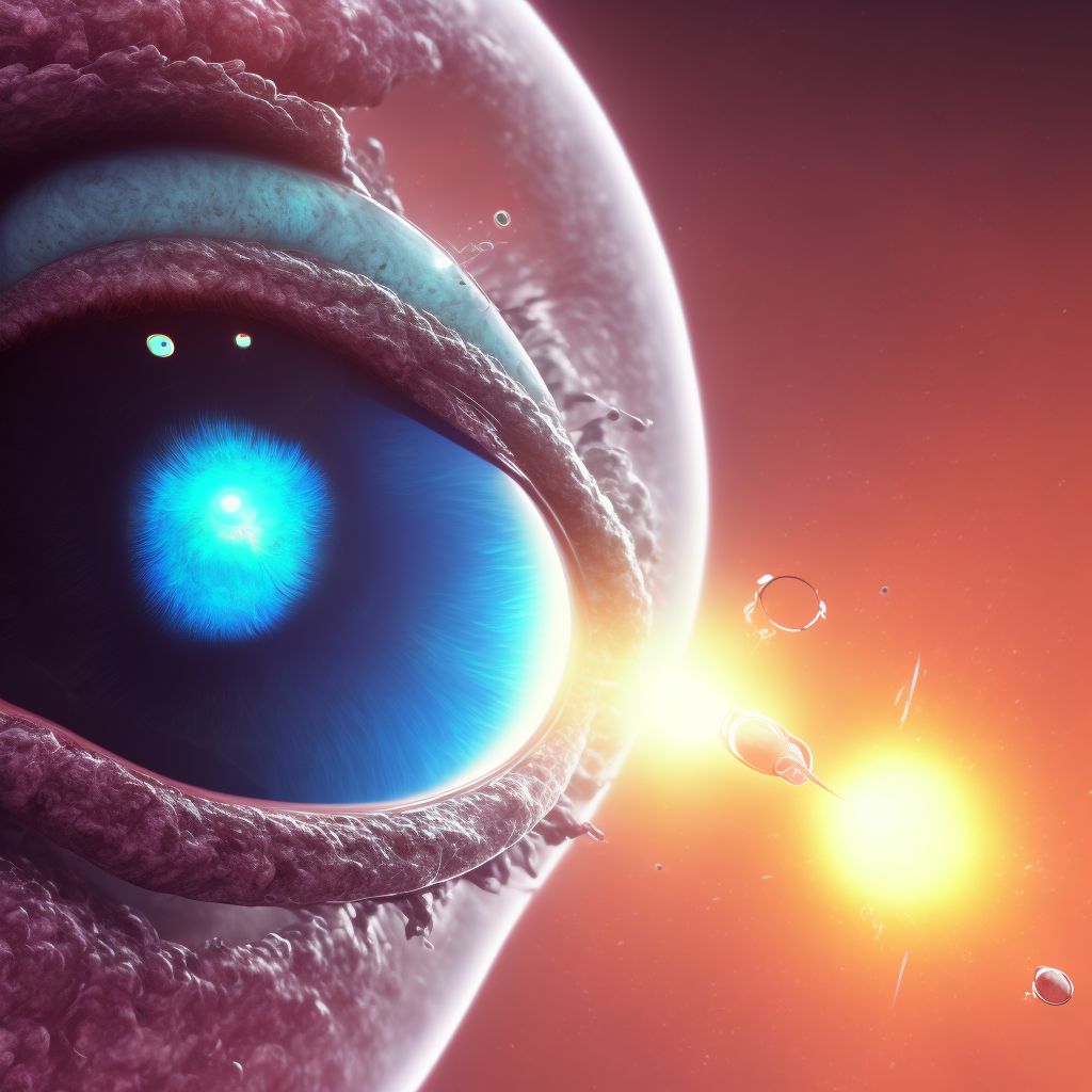 Ocular laceration and rupture with prolapse or loss of intraocular tissue, right eye, subsequent encounter digital illustration