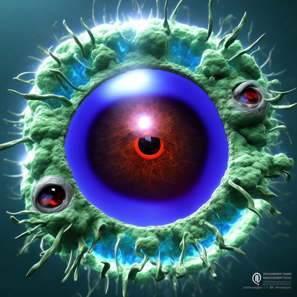 Ocular laceration and rupture with prolapse or loss of intraocular tissue, right eye, sequela digital illustration