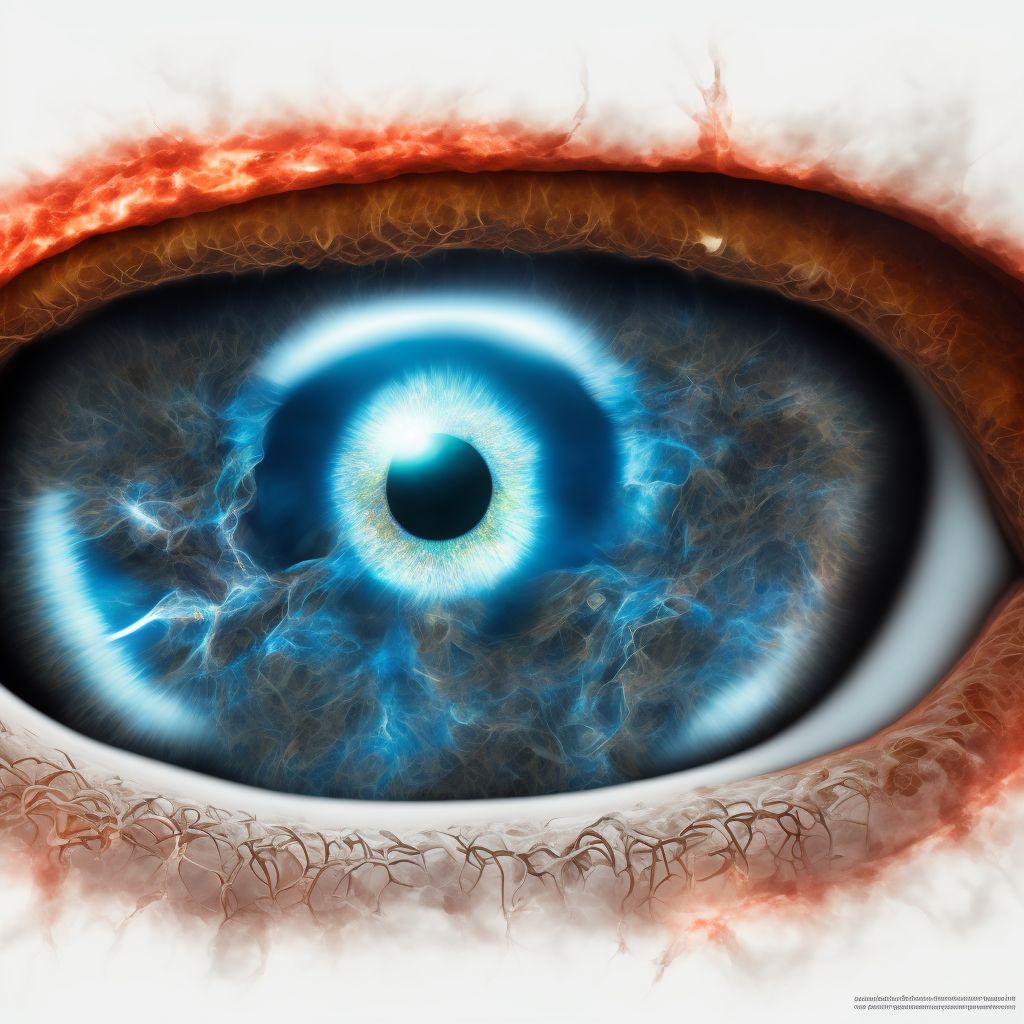 Ocular laceration and rupture with prolapse or loss of intraocular tissue, left eye, subsequent encounter digital illustration