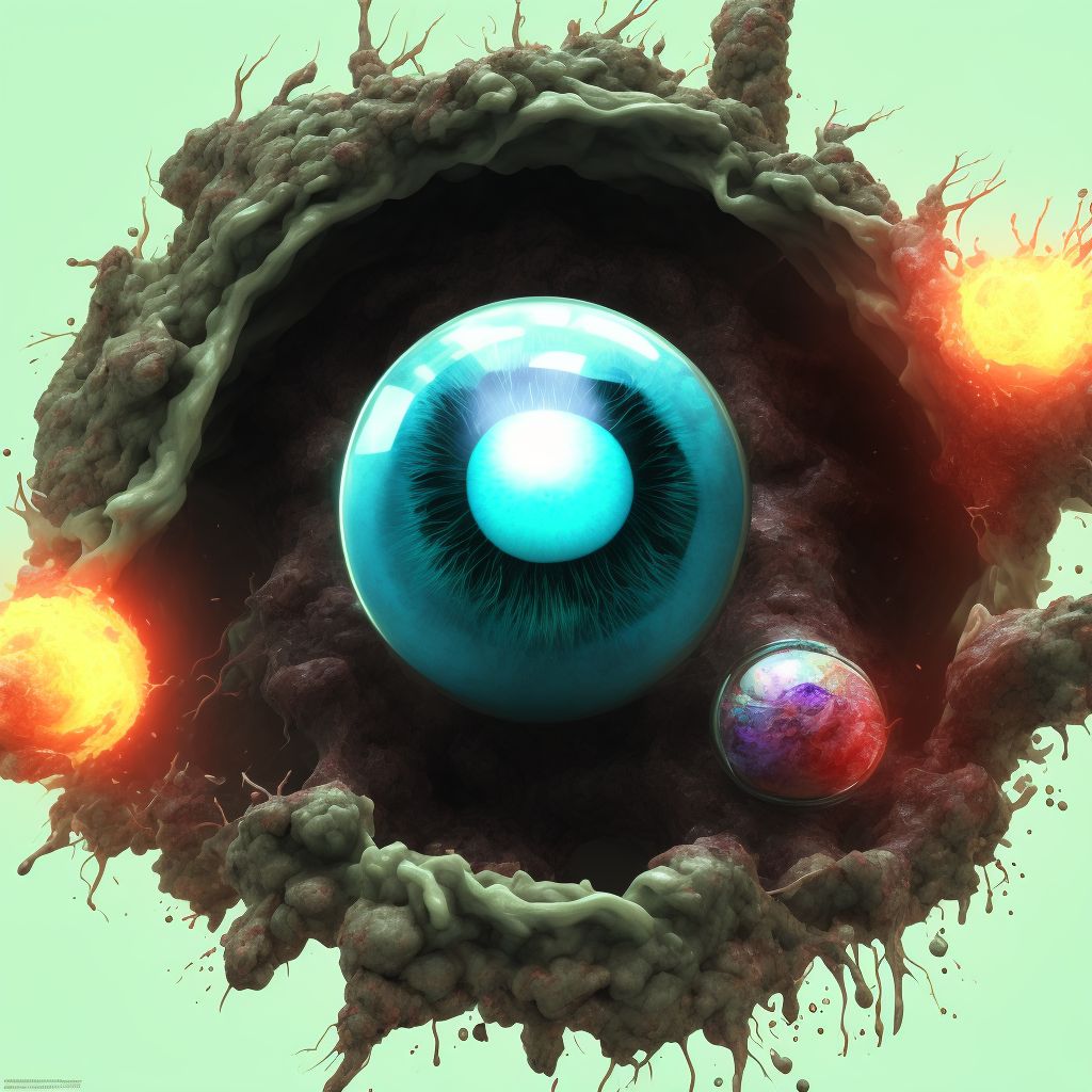 Penetrating wound with foreign body of unspecified eyeball, sequela digital illustration