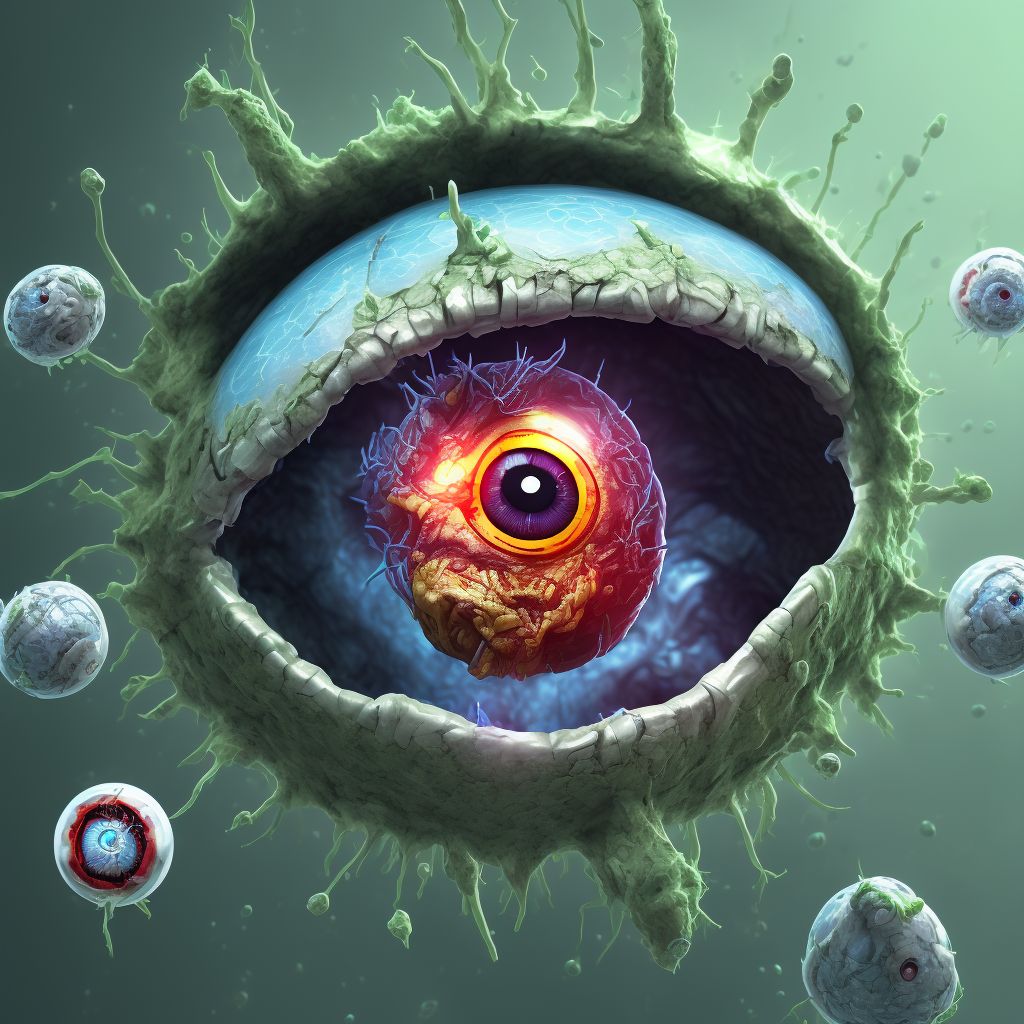 Penetrating wound with foreign body of left eyeball, sequela digital illustration