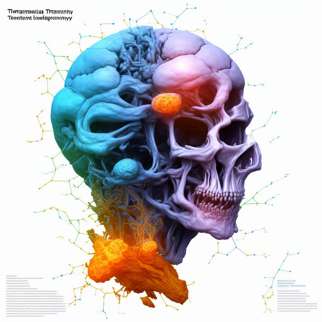 Traumatic cerebral edema with loss of consciousness of 31 minutes to 59 minutes, sequela digital illustration