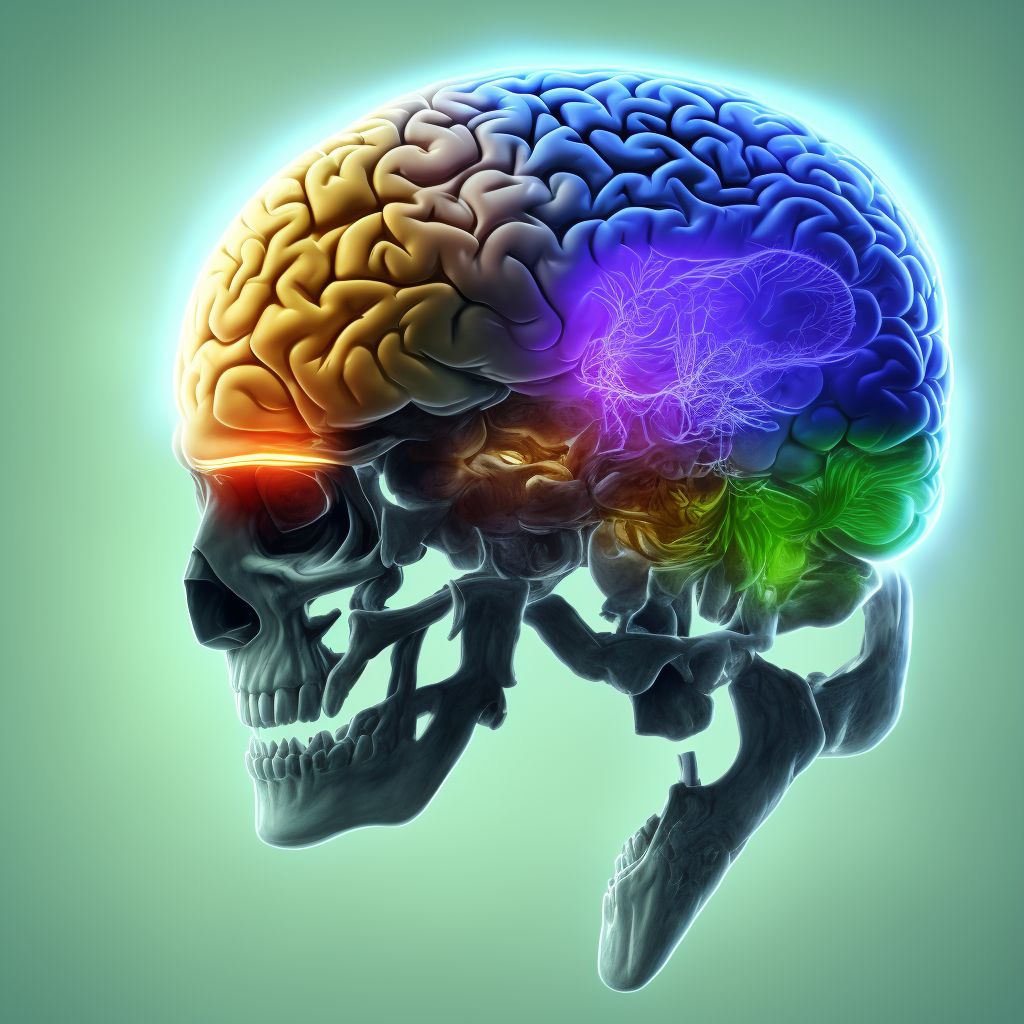 Diffuse traumatic brain injury with loss of consciousness of 31 minutes to 59 minutes, subsequent encounter digital illustration