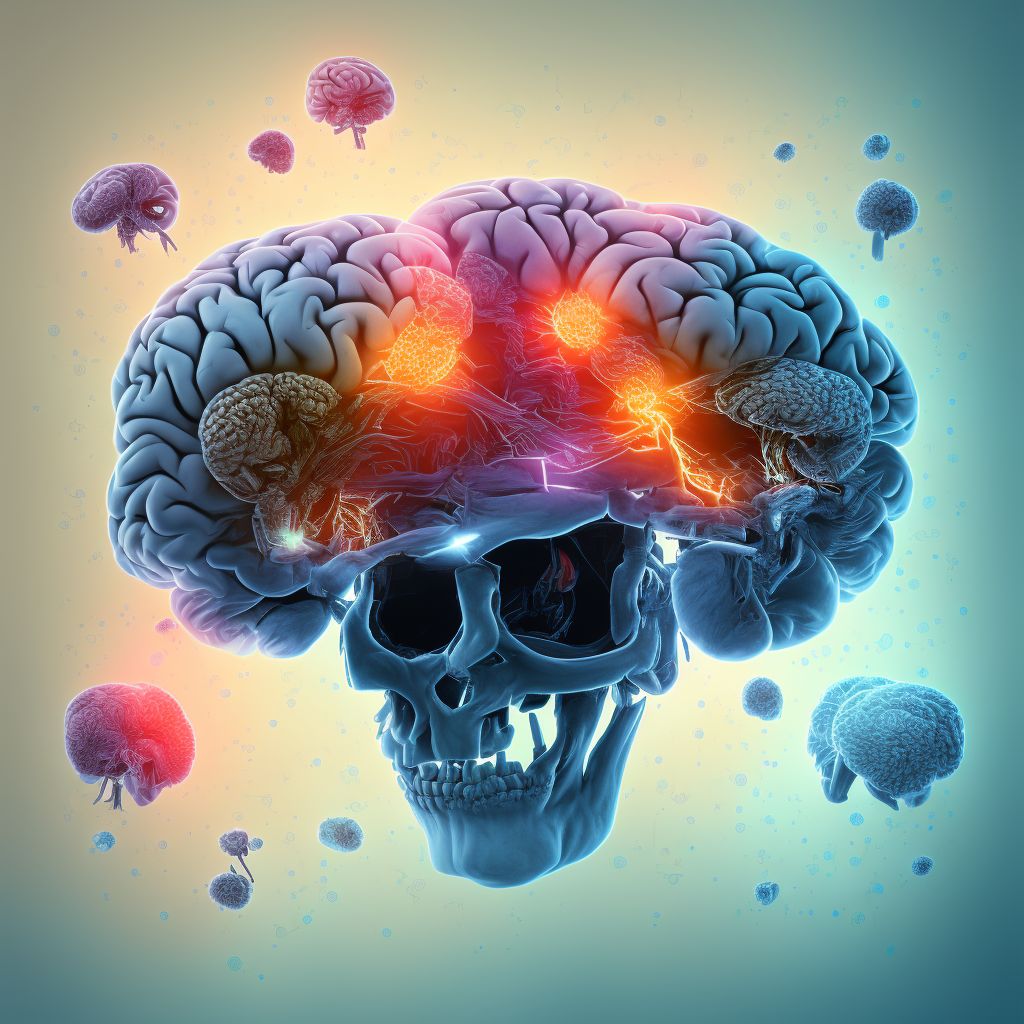 Diffuse traumatic brain injury with loss of consciousness of 31 minutes to 59 minutes, sequela digital illustration