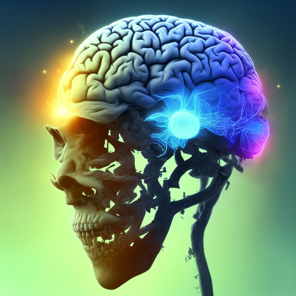 Diffuse traumatic brain injury with loss of consciousness greater than 24 hours without return to pre-existing conscious level with patient surviving, initial encounter digital illustration