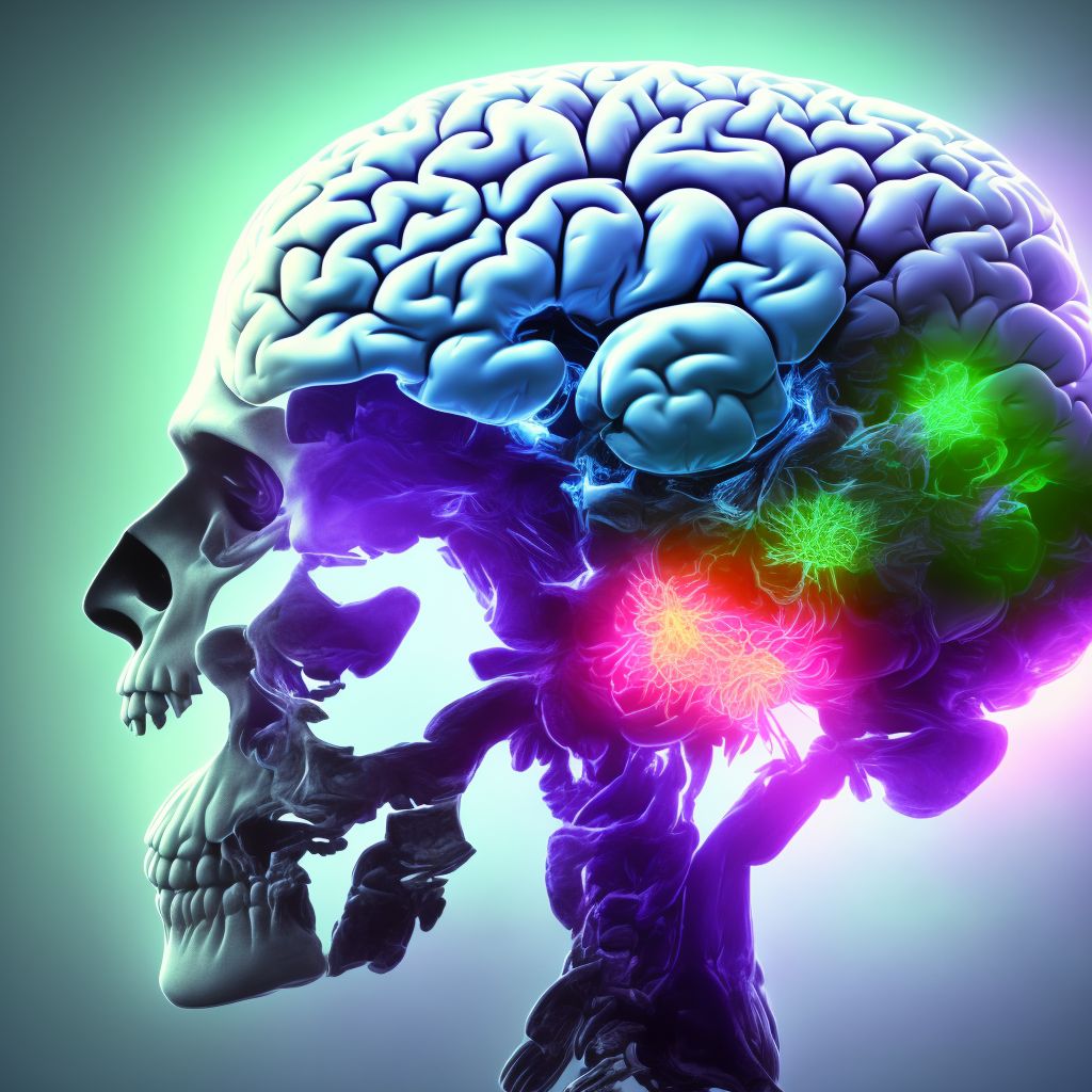 Diffuse traumatic brain injury with loss of consciousness of any duration with death due to brain injury prior to regaining consciousness, subsequent encounter digital illustration