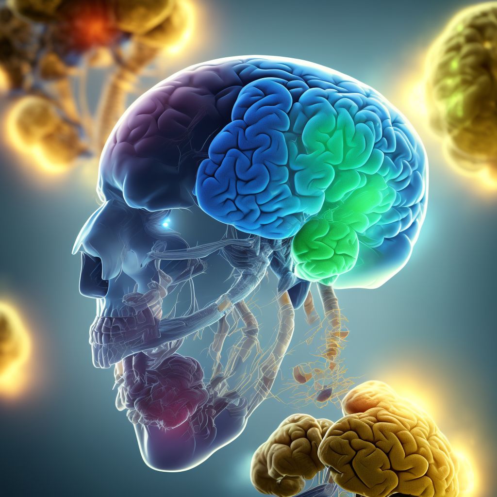 Diffuse traumatic brain injury with loss of consciousness status unknown, sequela digital illustration