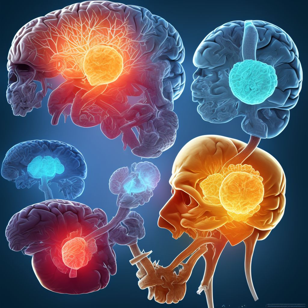 Contusion and laceration of right cerebrum without loss of consciousness, sequela digital illustration