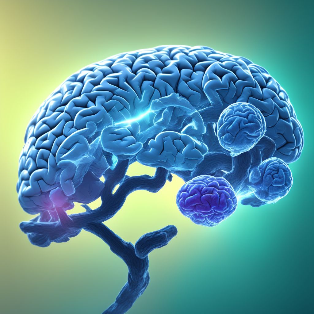 Contusion and laceration of right cerebrum with loss of consciousness of 30 minutes or less, sequela digital illustration