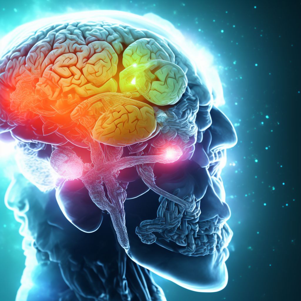 Contusion and laceration of right cerebrum with loss of consciousness of 31 minutes to 59 minutes, subsequent encounter digital illustration