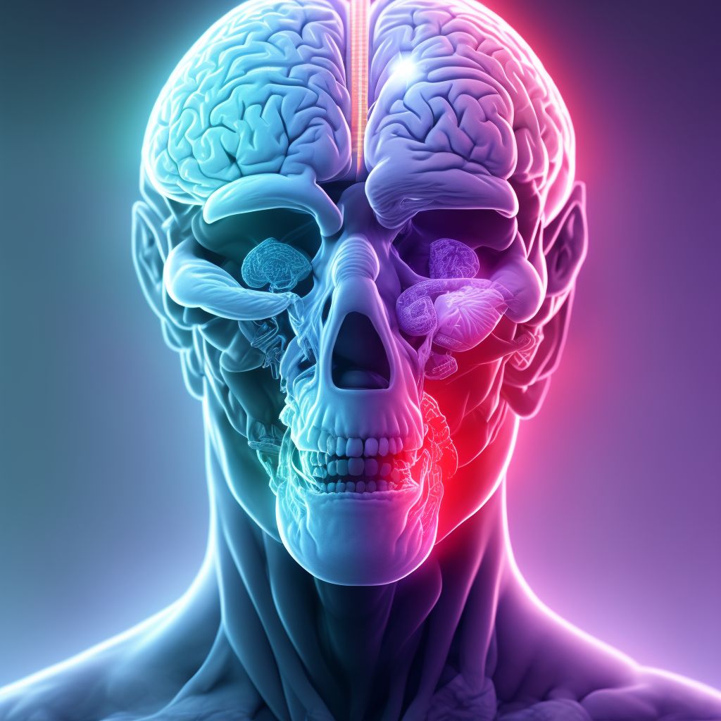 Contusion and laceration of right cerebrum with loss of consciousness of 31 minutes to 59 minutes, sequela digital illustration