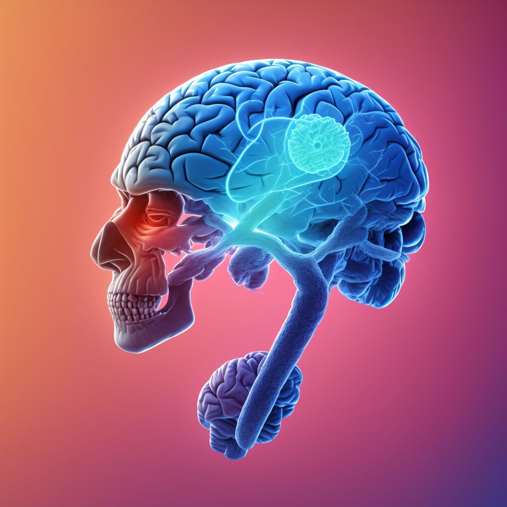 Contusion and laceration of right cerebrum with loss of consciousness of 1 hour to 5 hours 59 minutes, sequela digital illustration