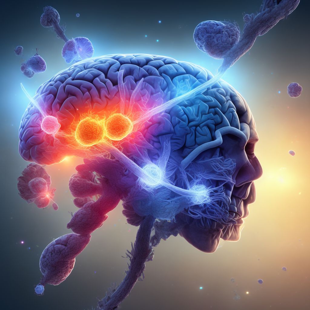 Contusion and laceration of right cerebrum with loss of consciousness greater than 24 hours with return to pre-existing conscious level, sequela digital illustration