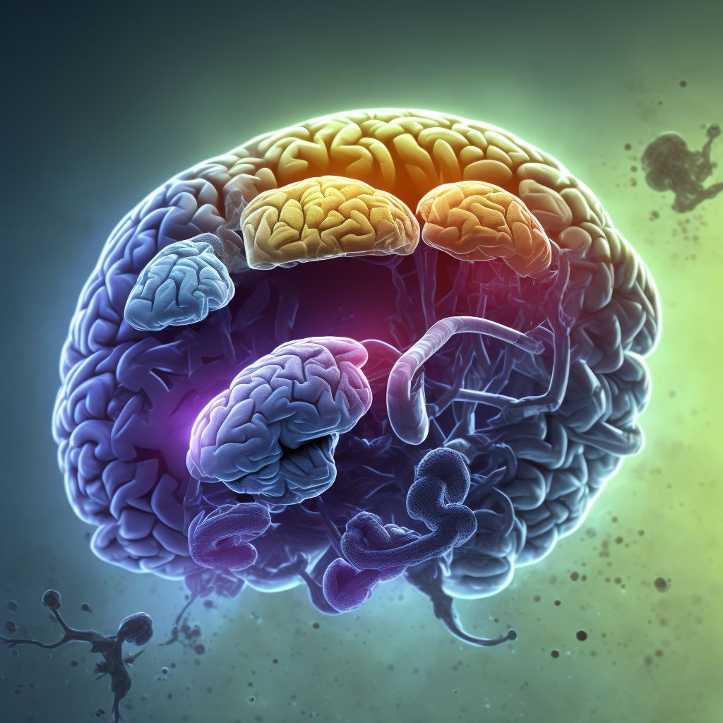 Contusion and laceration of right cerebrum with loss of consciousness greater than 24 hours without return to pre-existing conscious level with patient surviving, sequela digital illustration