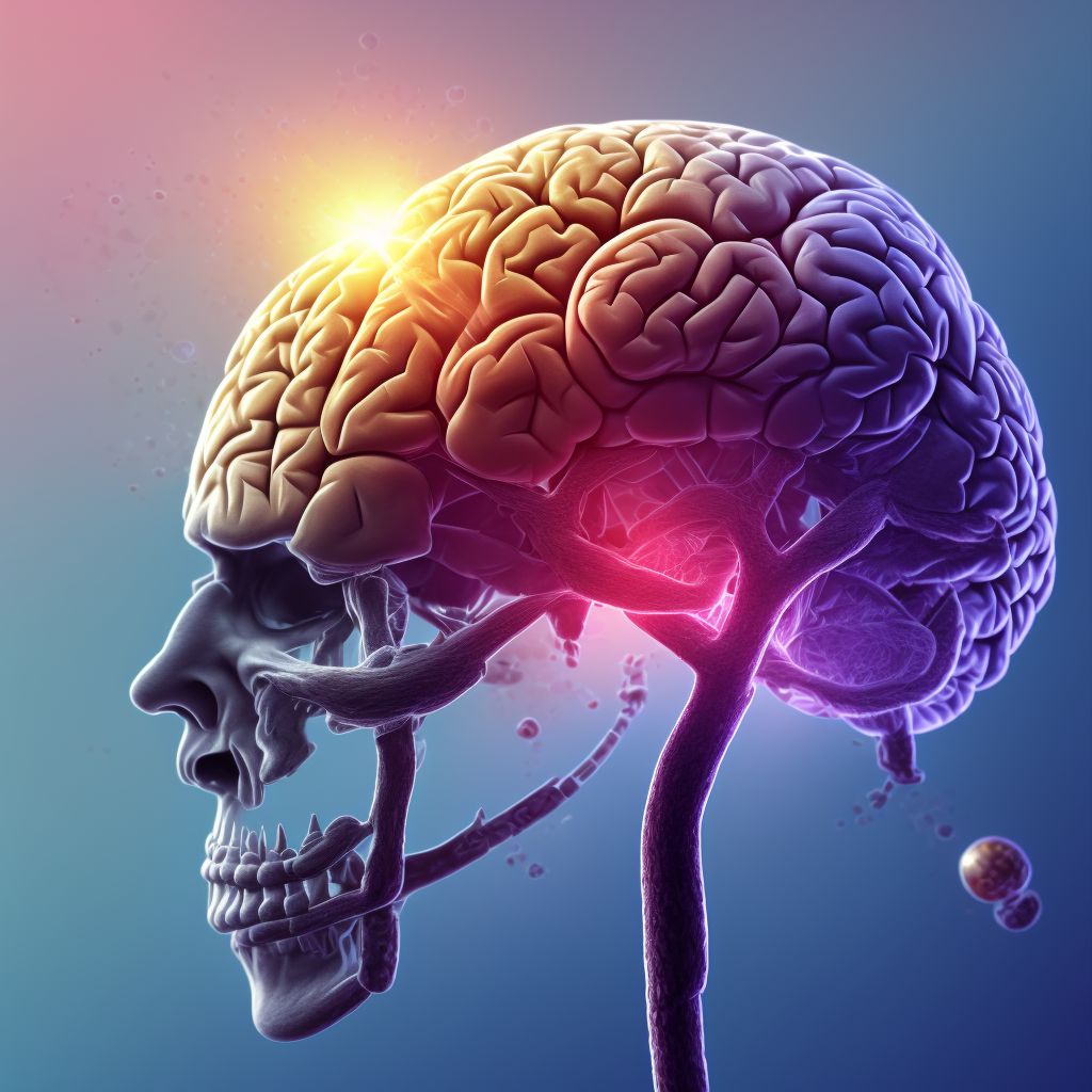 Contusion and laceration of right cerebrum with loss of consciousness of unspecified duration, sequela digital illustration