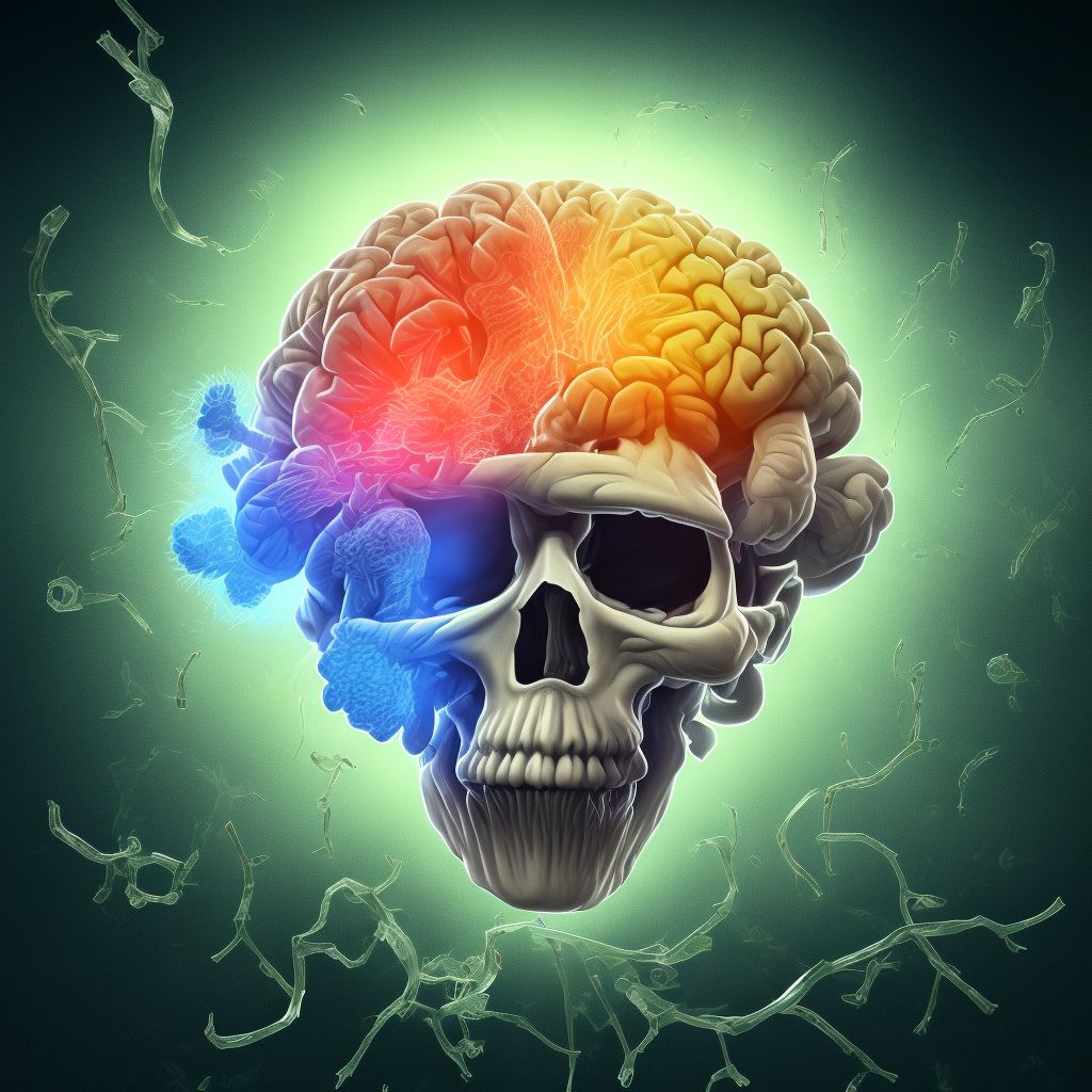 Contusion and laceration of right cerebrum with loss of consciousness status unknown, subsequent encounter digital illustration