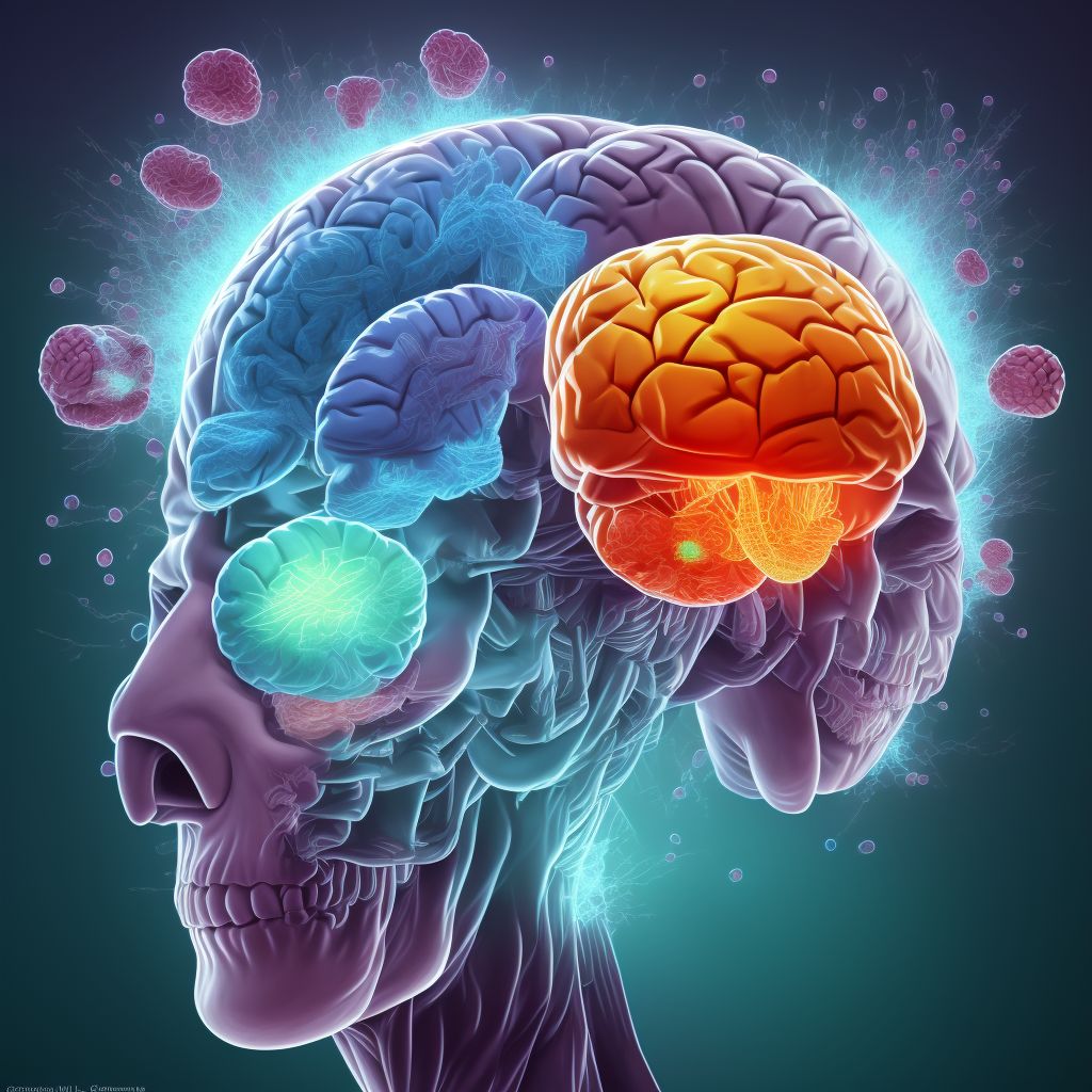 Contusion and laceration of left cerebrum with loss of consciousness of 1 hour to 5 hours 59 minutes, sequela digital illustration