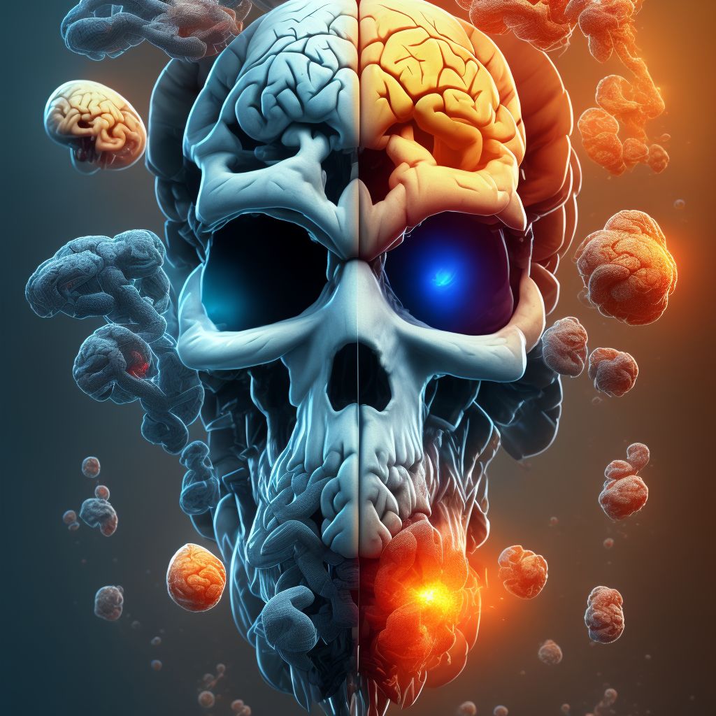 Contusion and laceration of cerebrum, unspecified, with loss of consciousness of 31 minutes to 59 minutes, subsequent encounter digital illustration