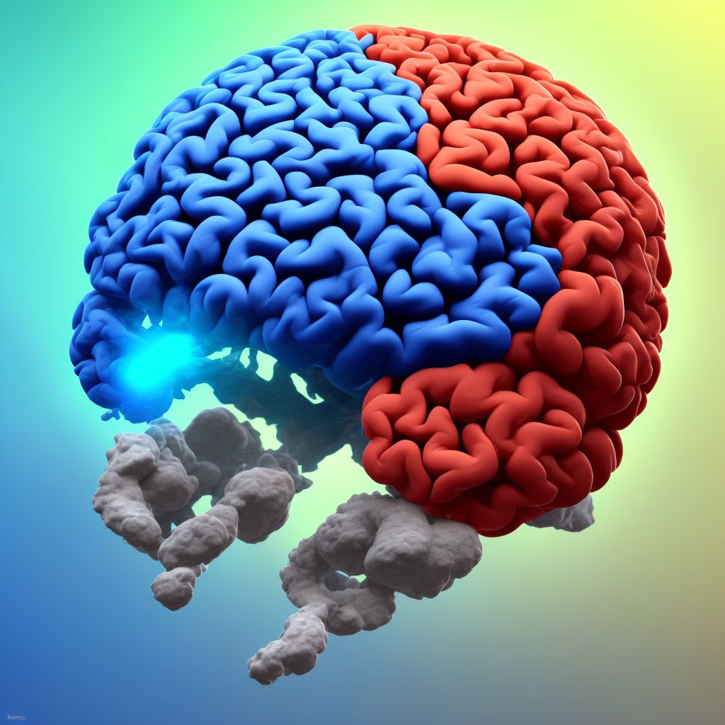 Traumatic hemorrhage of right cerebrum with loss of consciousness of 30 minutes or less, sequela digital illustration