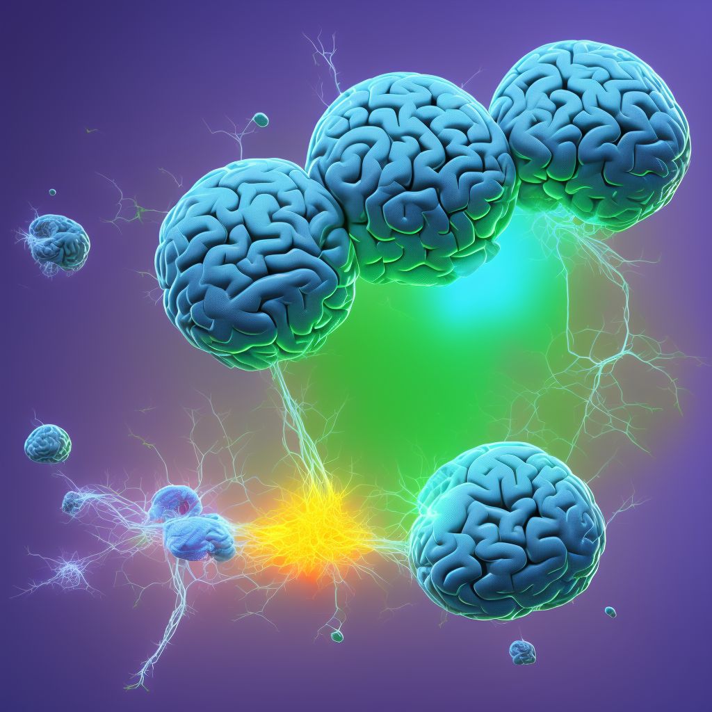 Traumatic hemorrhage of right cerebrum with loss of consciousness of 31 minutes to 59 minutes, sequela digital illustration