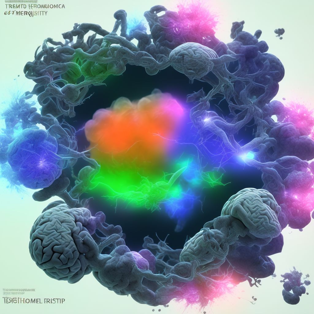 Traumatic hemorrhage of right cerebrum with loss of consciousness of 6 hours to 24 hours, sequela digital illustration