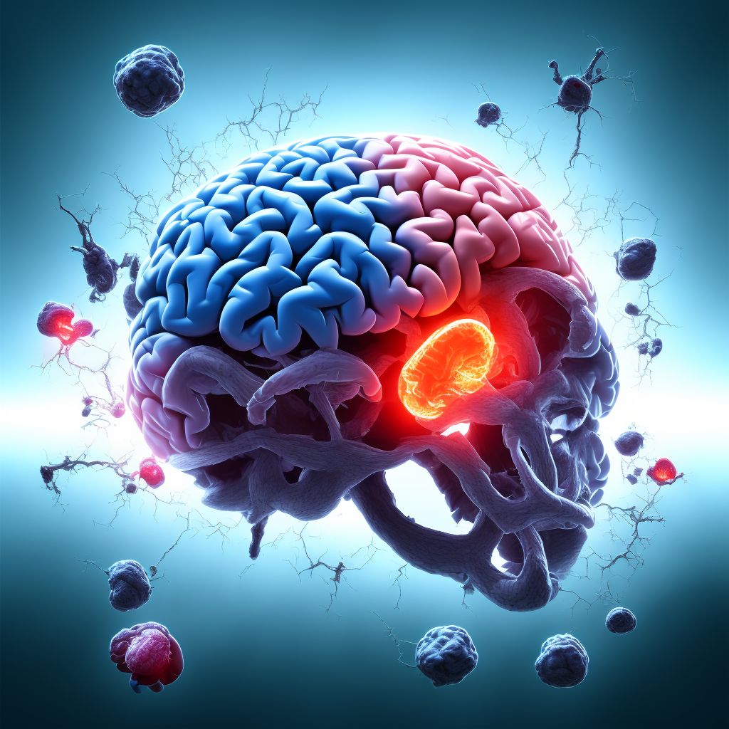 Traumatic hemorrhage of right cerebrum with loss of consciousness of any duration with death due to other cause prior to regaining consciousness, sequela digital illustration