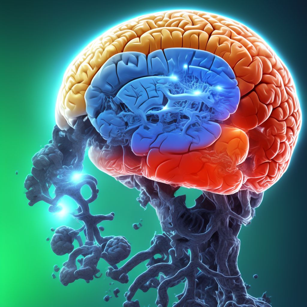 Traumatic hemorrhage of right cerebrum with loss of consciousness of unspecified duration, subsequent encounter digital illustration