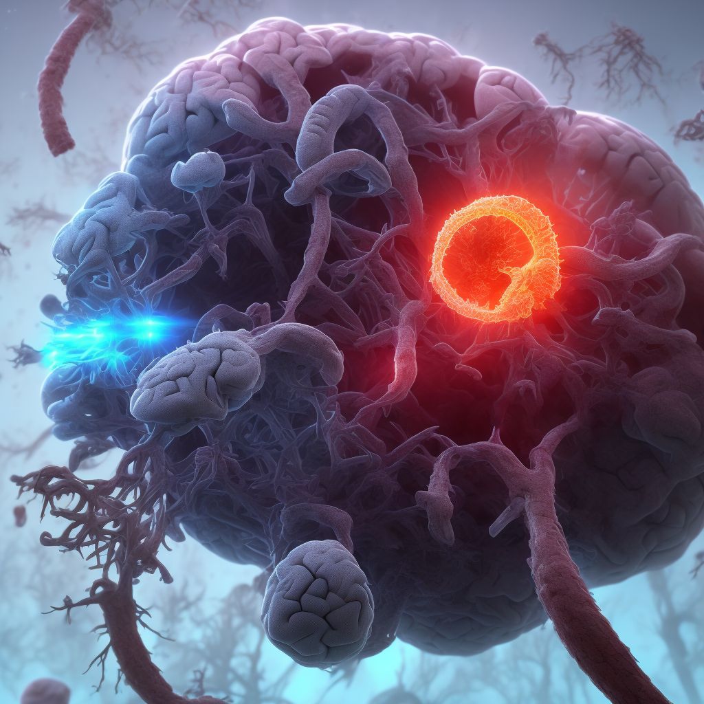 Traumatic hemorrhage of right cerebrum with loss of consciousness status unknown, initial encounter digital illustration