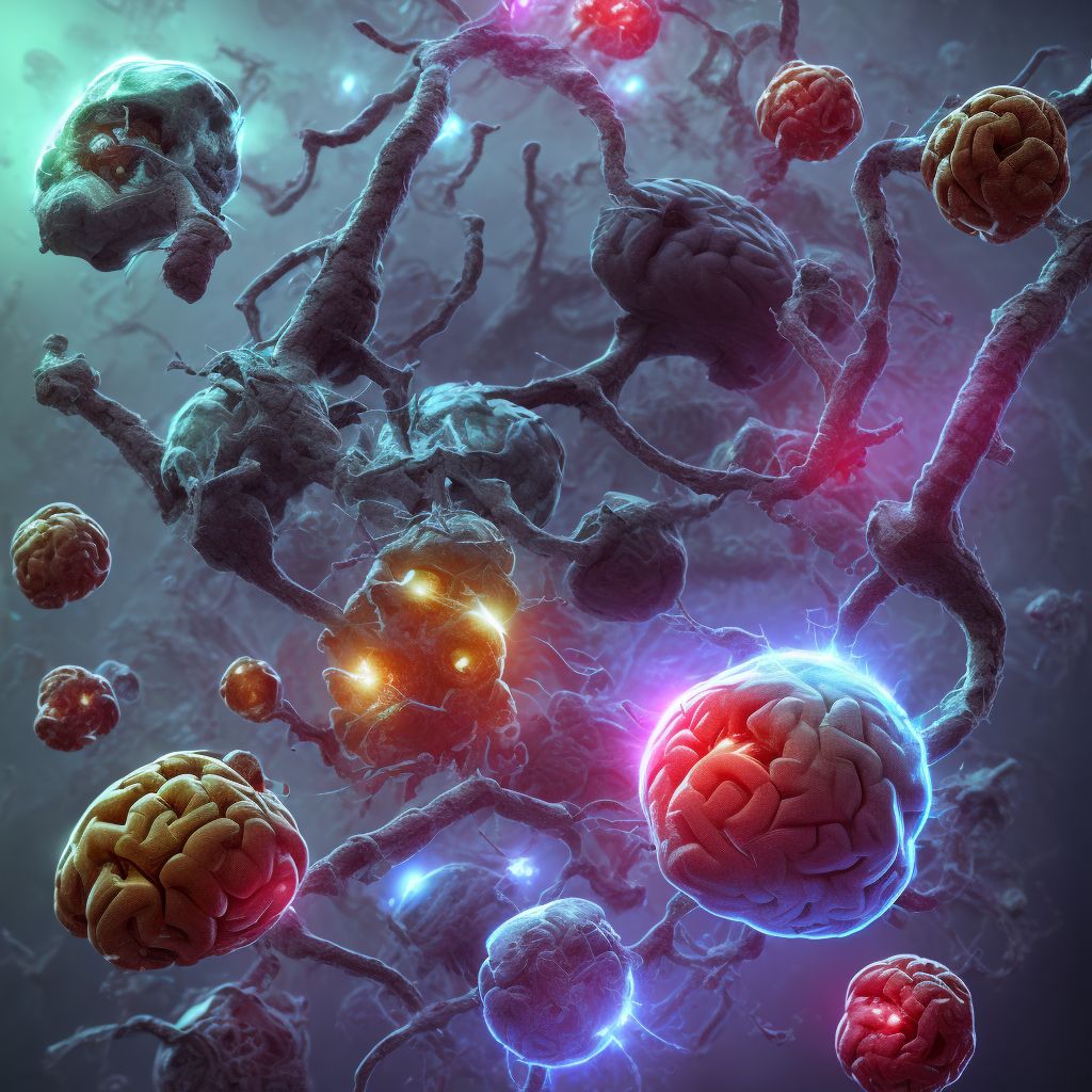 Traumatic hemorrhage of right cerebrum with loss of consciousness status unknown, sequela digital illustration