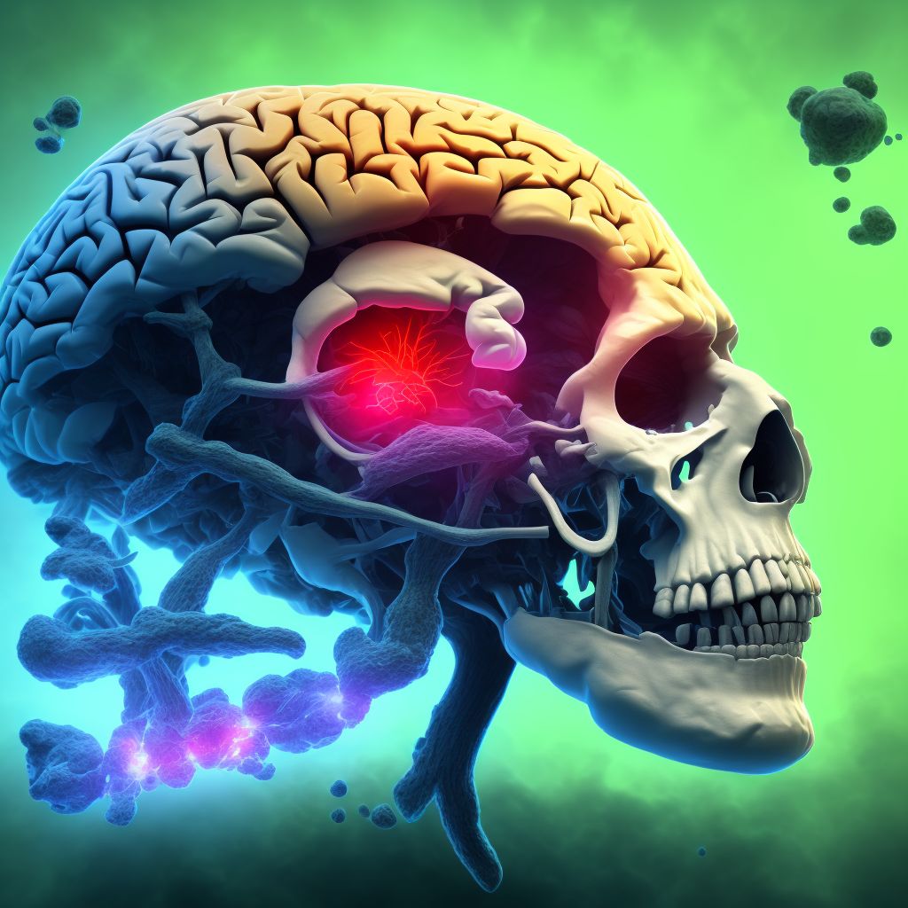 Traumatic hemorrhage of left cerebrum with loss of consciousness greater than 24 hours with return to pre-existing conscious level, sequela digital illustration