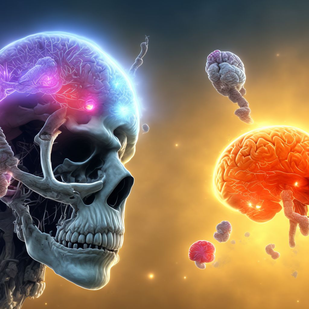 Traumatic hemorrhage of left cerebrum with loss of consciousness greater than 24 hours without return to pre-existing conscious level with patient surviving, sequela digital illustration