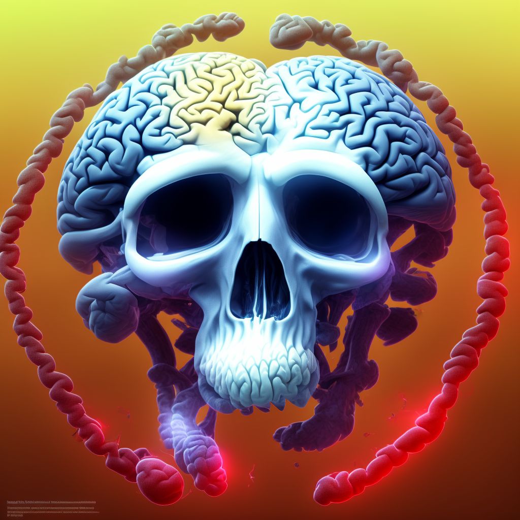 Traumatic hemorrhage of left cerebrum with loss of consciousness of any duration with death due to brain injury prior to regaining consciousness, sequela digital illustration