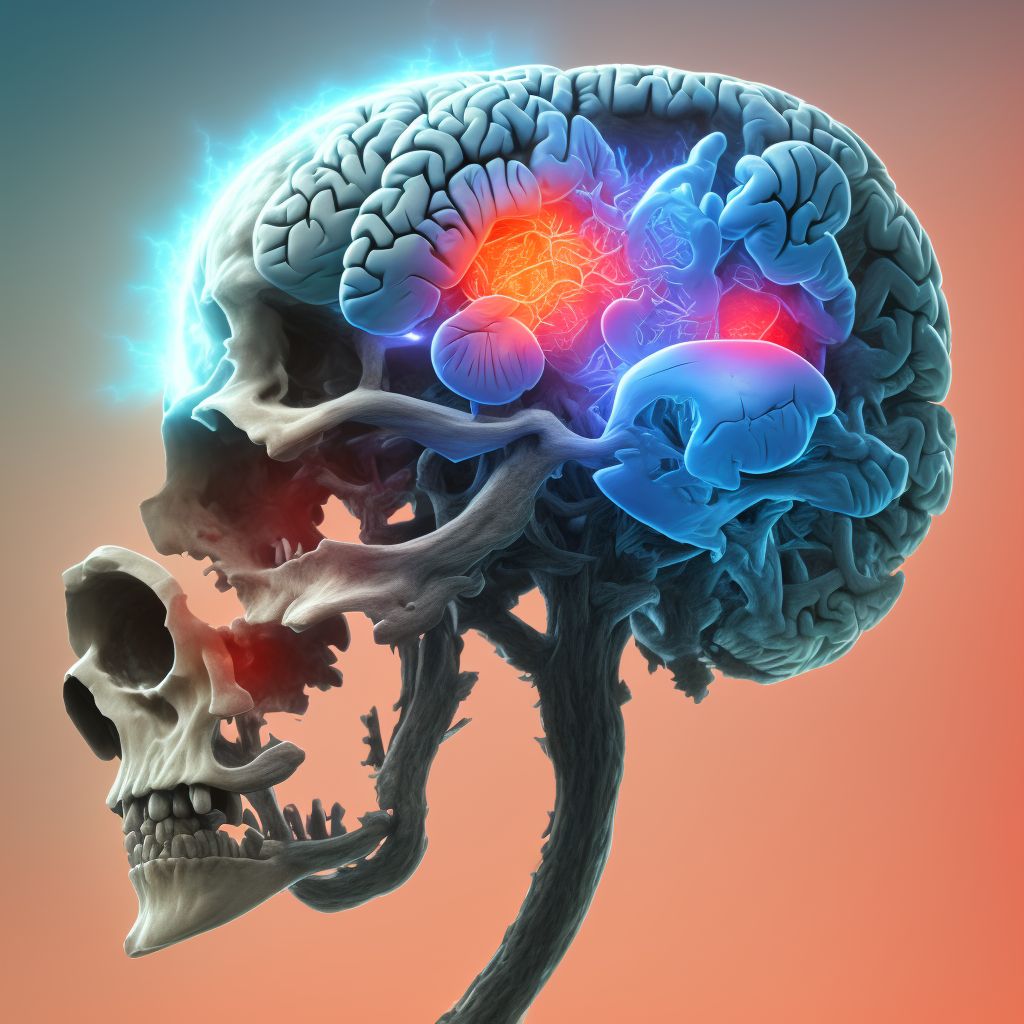 Traumatic hemorrhage of left cerebrum with loss of consciousness of any duration with death due to other cause prior to regaining consciousness, sequela digital illustration