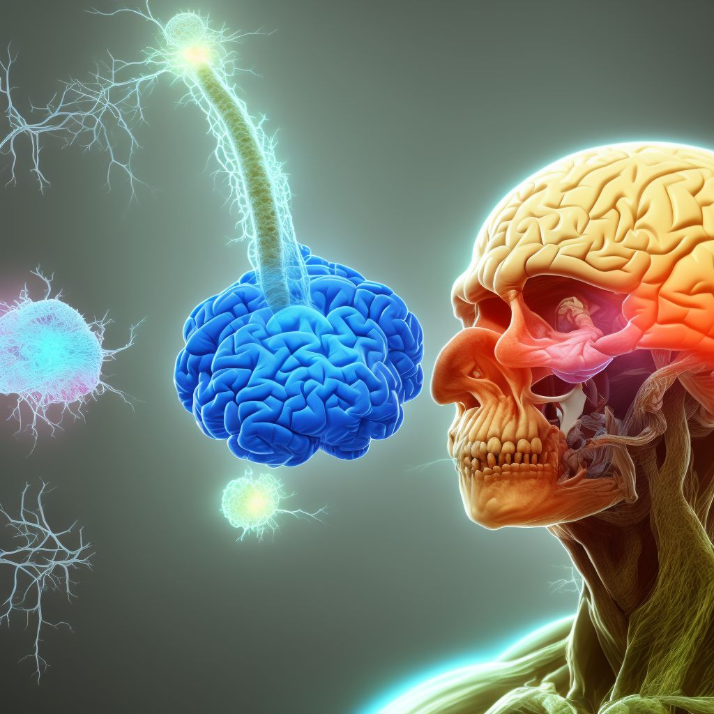 Traumatic hemorrhage of left cerebrum with loss of consciousness of unspecified duration, sequela digital illustration