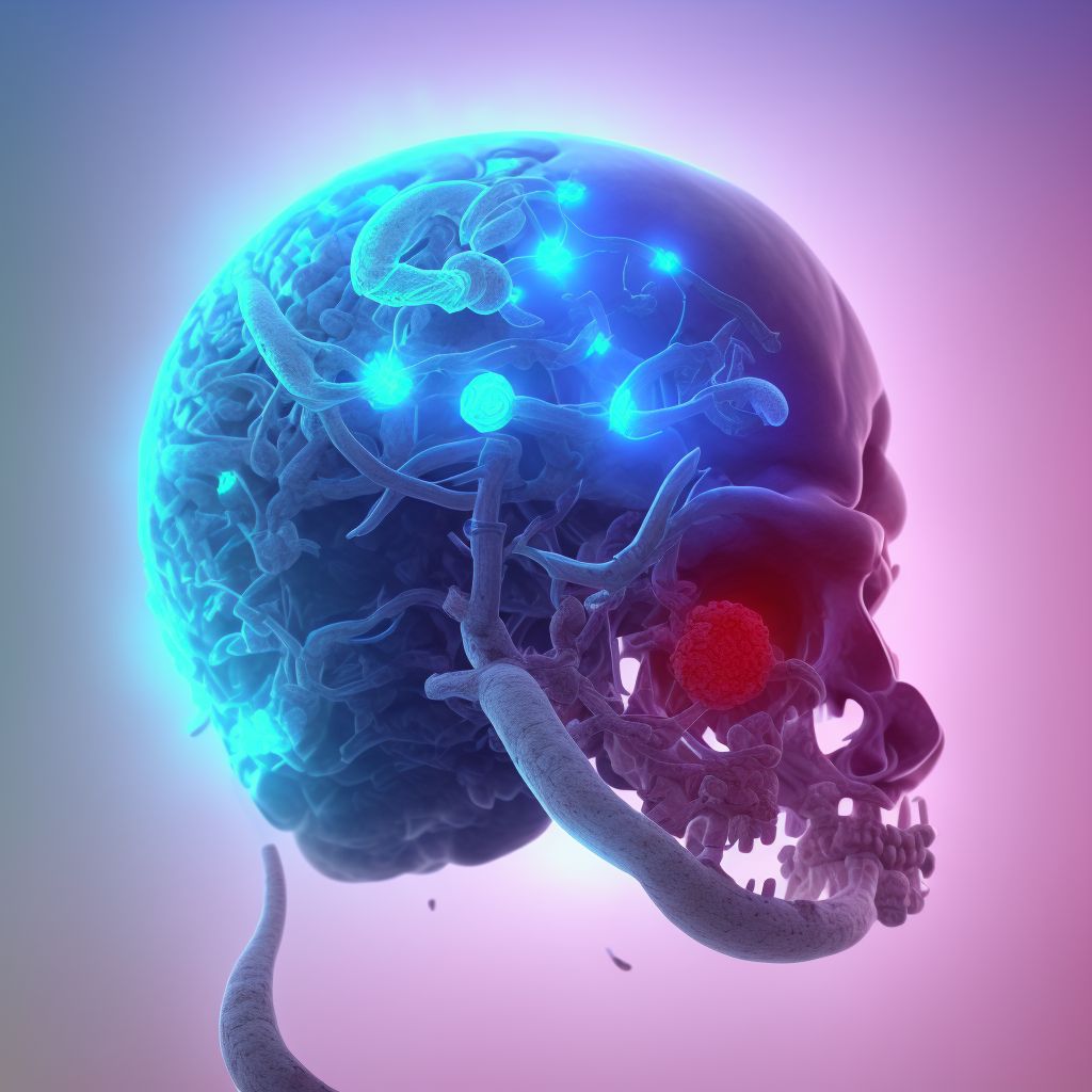 Contusion, laceration, and hemorrhage of cerebellum with loss of consciousness greater than 24 hours without return to pre-existing conscious level with patient surviving, sequela digital illustration