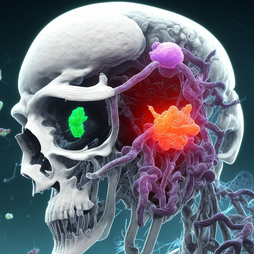 Contusion, laceration, and hemorrhage of brainstem with loss of consciousness of 6 hours to 24 hours, initial encounter digital illustration