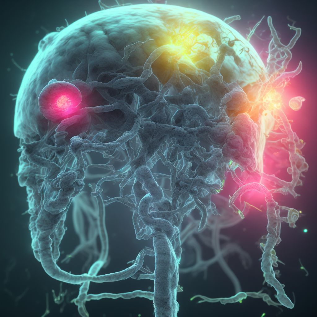 Contusion, laceration, and hemorrhage of brainstem with loss of consciousness greater than 24 hours without return to pre-existing conscious level with patient surviving, sequela digital illustration