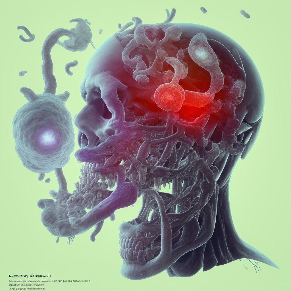 Contusion, laceration, and hemorrhage of brainstem with loss of consciousness status unknown, subsequent encounter digital illustration