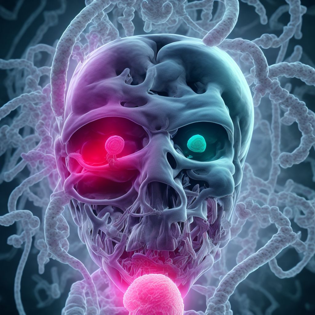 Contusion, laceration, and hemorrhage of brainstem with loss of consciousness status unknown, sequela digital illustration