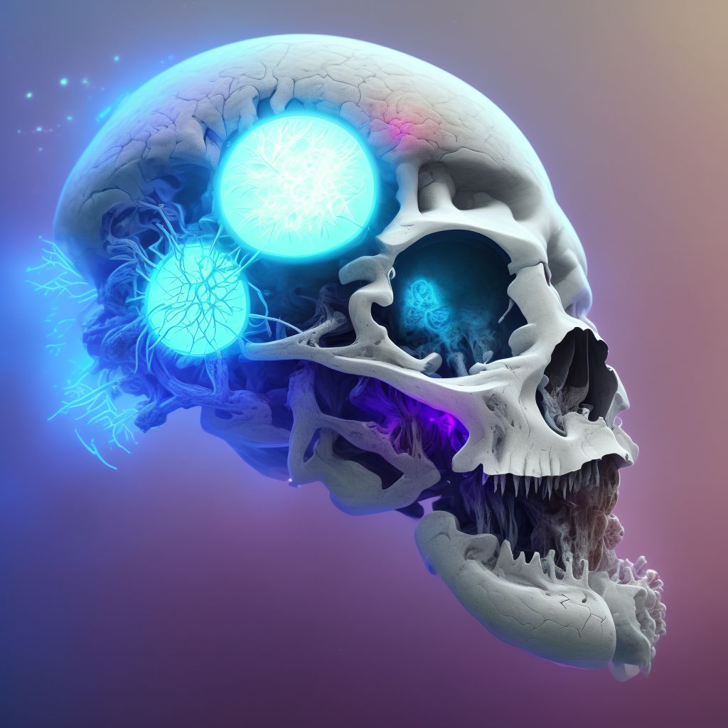 Traumatic subdural hemorrhage with loss of consciousness of 31 minutes to 59 minutes, subsequent encounter digital illustration