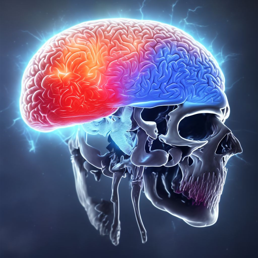 Traumatic subdural hemorrhage with loss of consciousness of any duration with death due to brain injury before regaining consciousness, subsequent encounter digital illustration