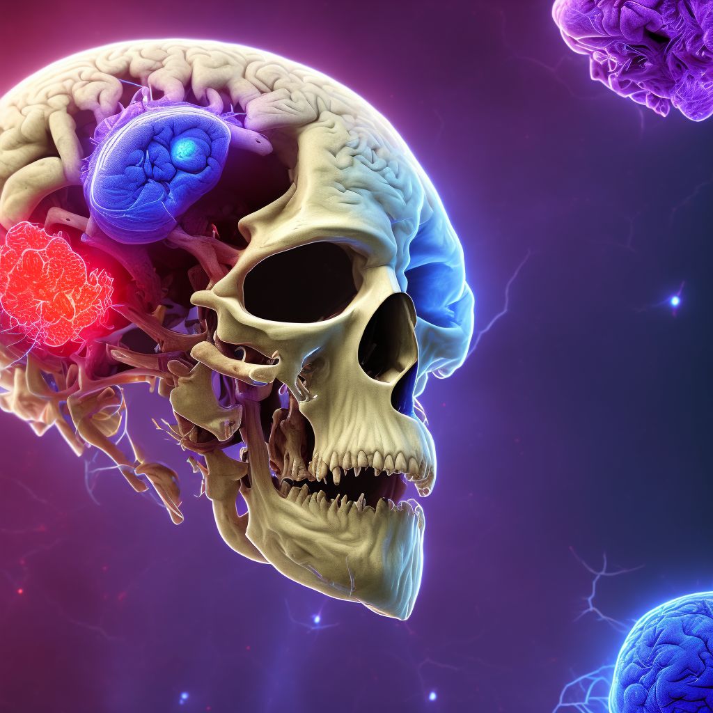 Traumatic subarachnoid hemorrhage with loss of consciousness of any duration with death due to brain injury prior to regaining consciousness, subsequent encounter digital illustration