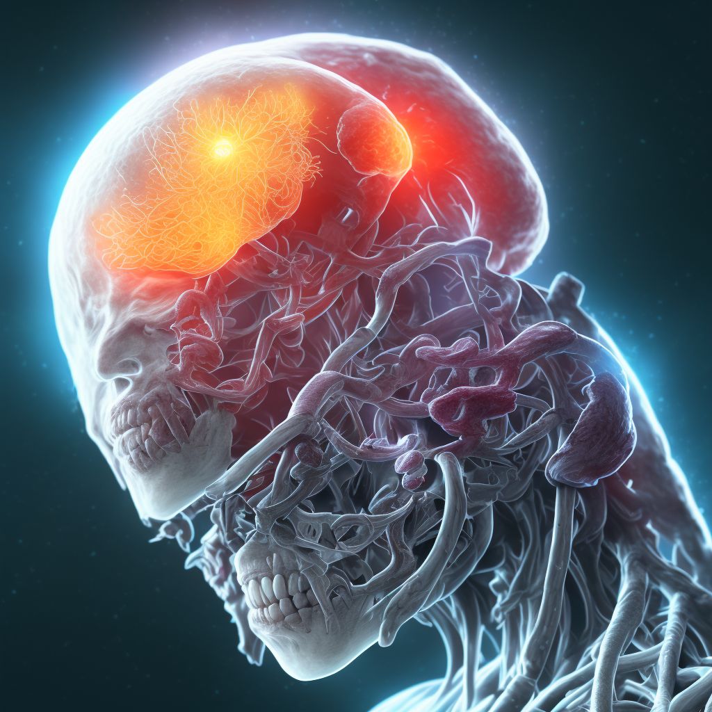 Injury of right internal carotid artery, intracranial portion, not elsewhere classified without loss of consciousness, sequela digital illustration