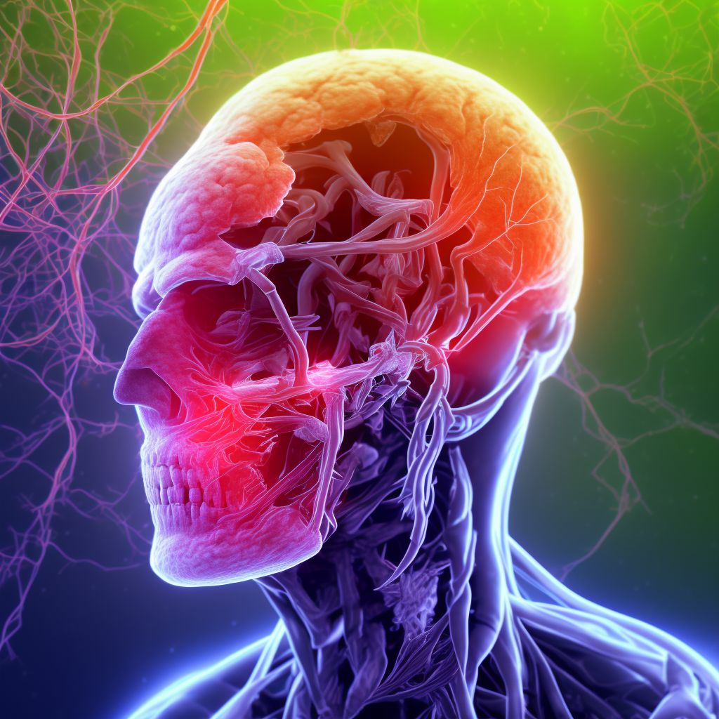 Injury of right internal carotid artery, intracranial portion, not elsewhere classified with loss of consciousness of 30 minutes or less, sequela digital illustration