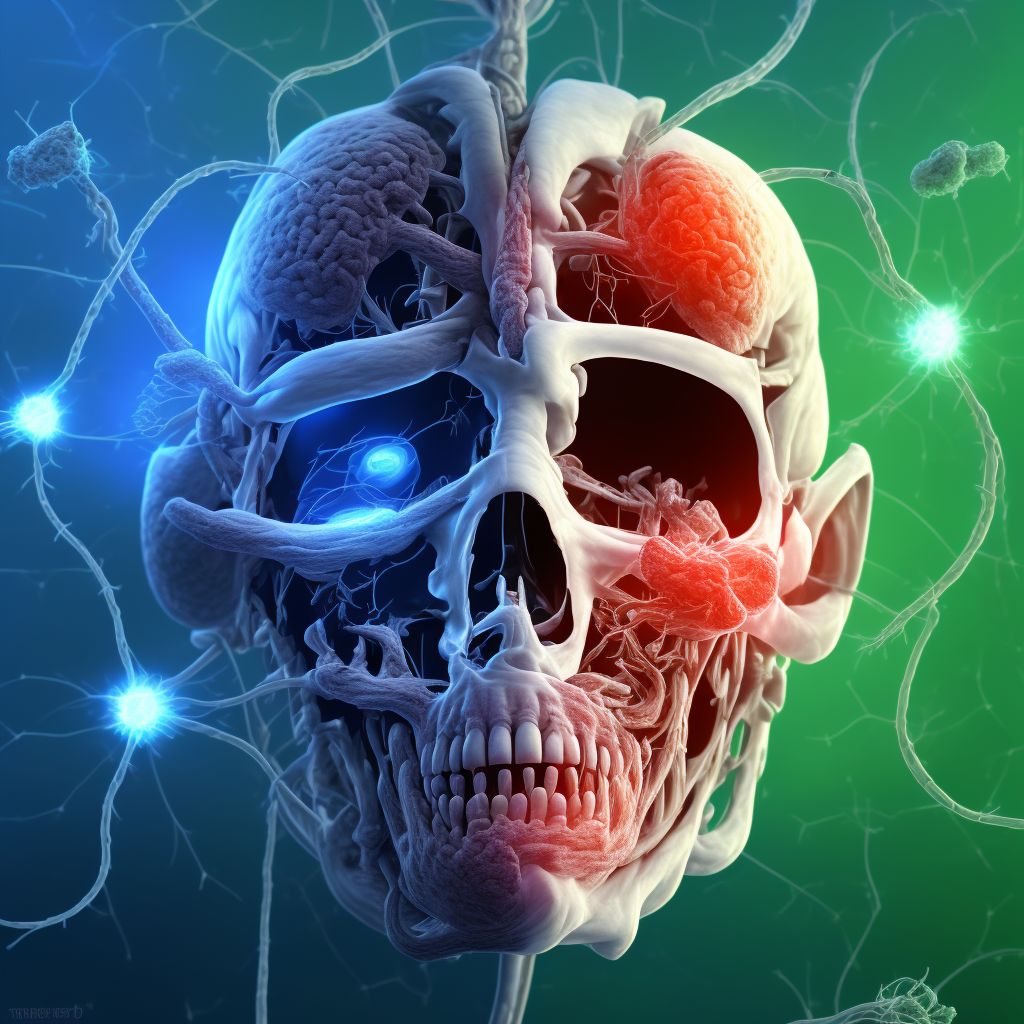 Injury of right internal carotid artery, intracranial portion, not elsewhere classified with loss of consciousness of 31 minutes to 59 minutes, subsequent encounter digital illustration