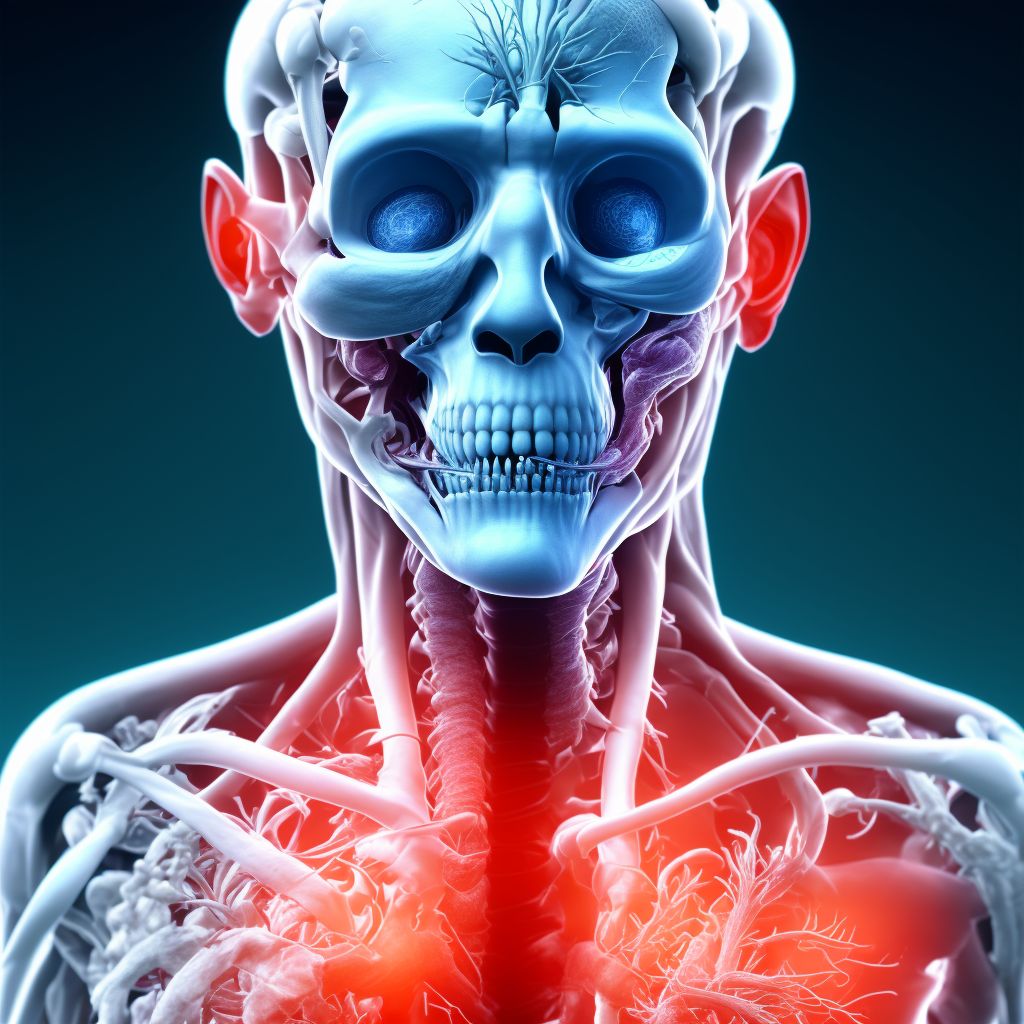 Injury of right internal carotid artery, intracranial portion, not elsewhere classified with loss of consciousness of 31 minutes to 59 minutes, sequela digital illustration