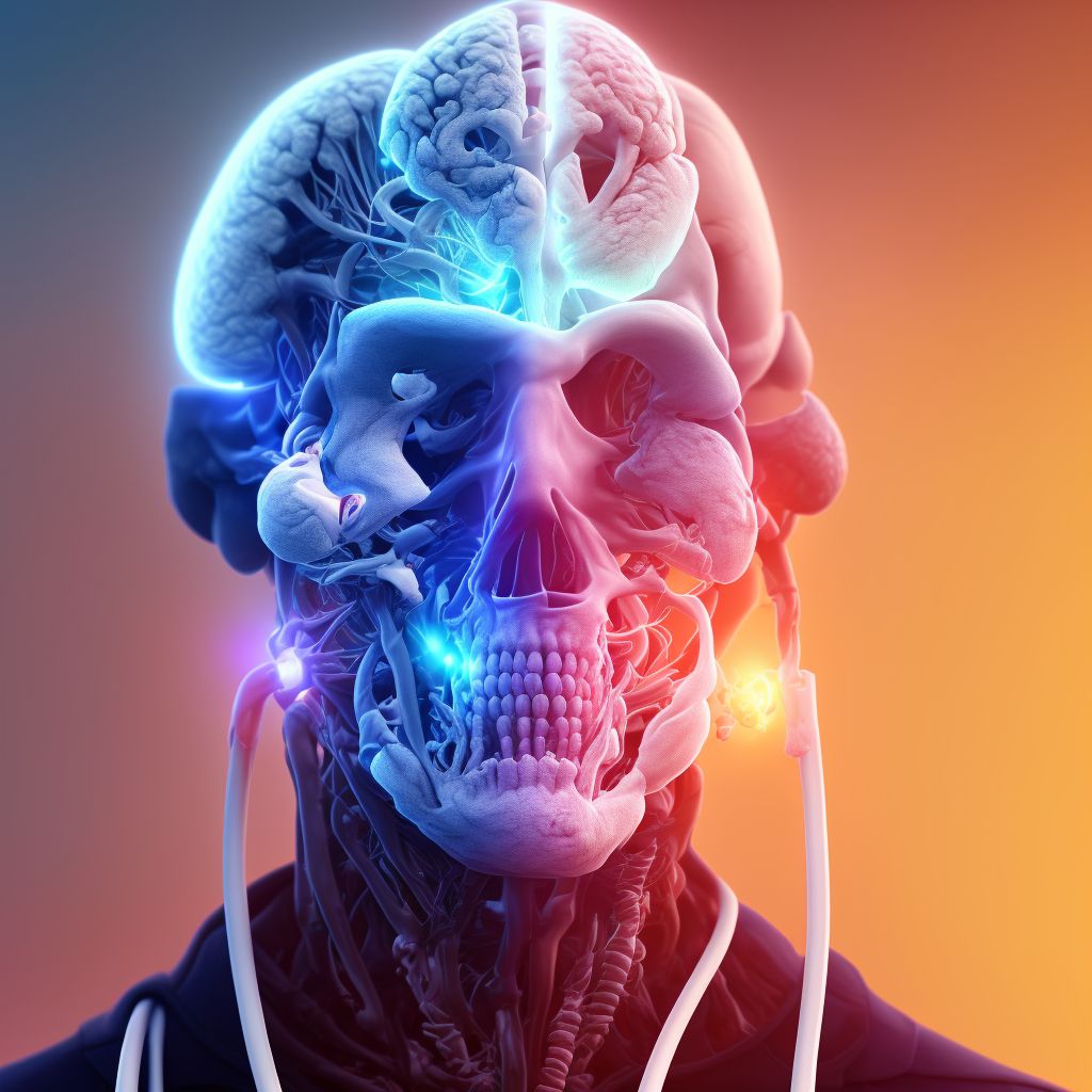 Injury of right internal carotid artery, intracranial portion, not elsewhere classified with loss of consciousness of 6 hours to 24 hours, sequela digital illustration