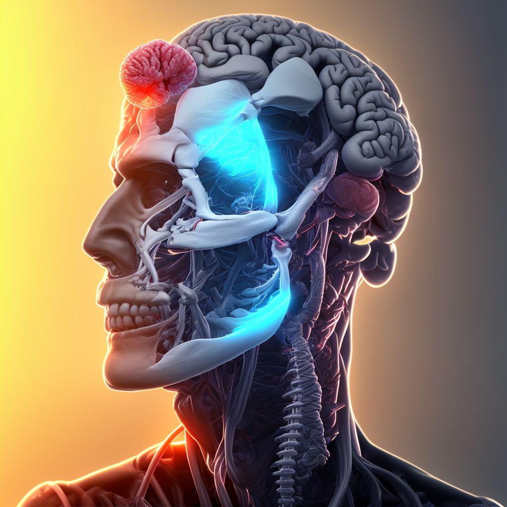 Injury of right internal carotid artery, intracranial portion, not elsewhere classified with loss of consciousness of any duration with death due to brain injury prior to regaining consciousness, sequela digital illustration