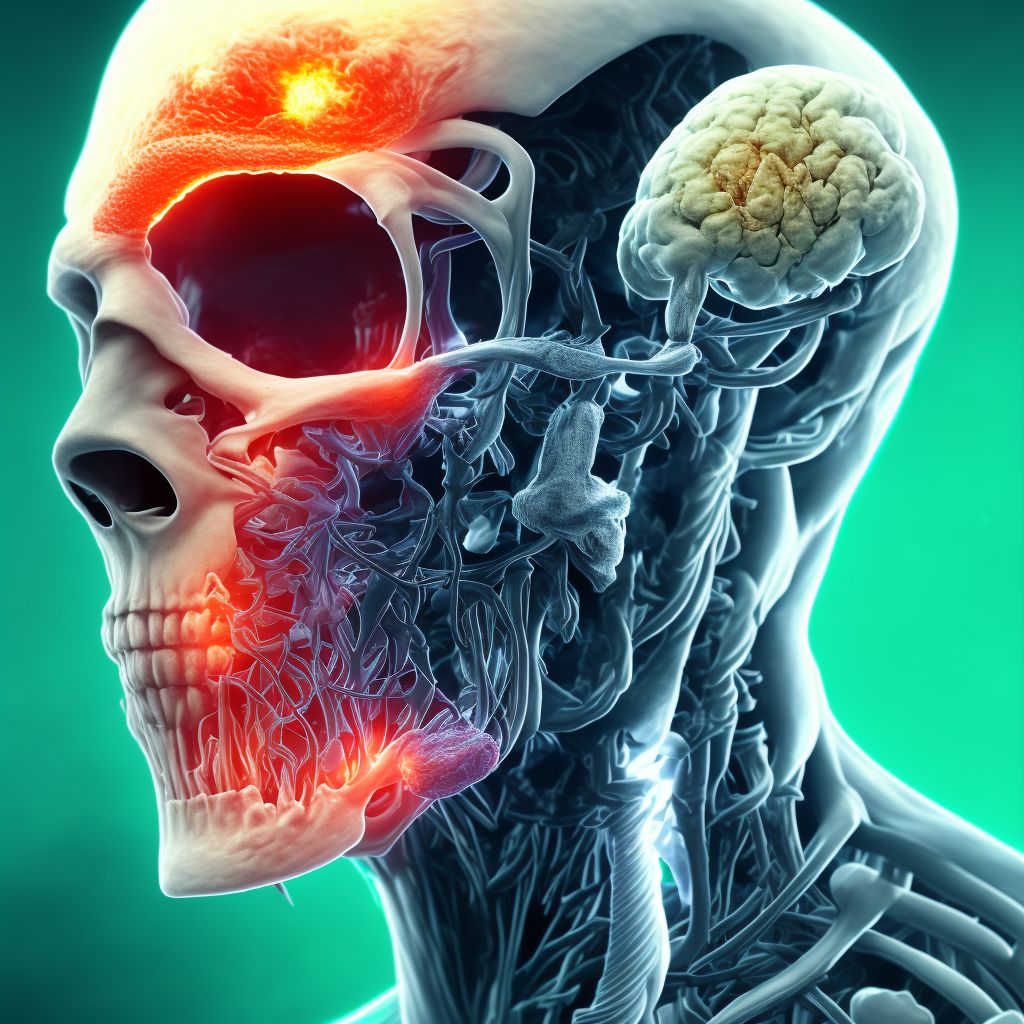 Injury of right internal carotid artery, intracranial portion, not elsewhere classified with loss of consciousness of any duration with death due to other cause prior to regaining consciousness, subsequent encounter digital illustration