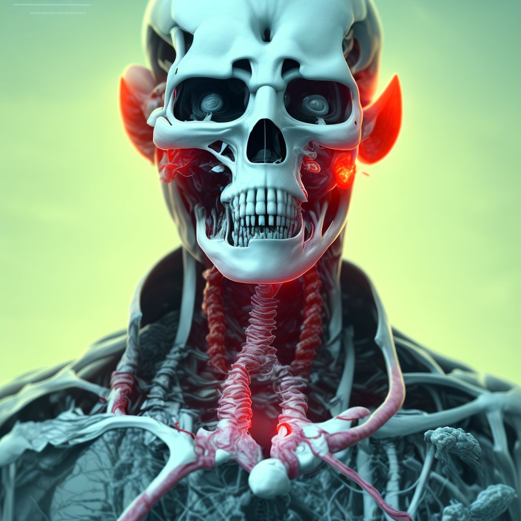 Injury of left internal carotid artery, intracranial portion, not elsewhere classified without loss of consciousness, initial encounter digital illustration